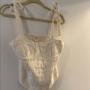 Maeve Cream Tie-Shoulder Textured Bustier Camisole